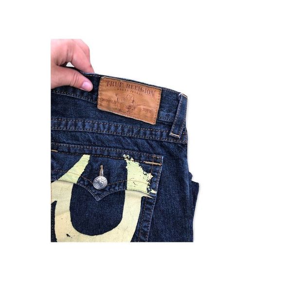 True Religion Jeans Size 38 'Yellow Horshoe' - Picture 5 of 7
